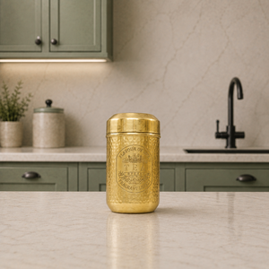 Ensemble de 3 pots à café, thé et sucre en laiton martelé SHUBHAM avec couvercles – Boîtes de rangement dorées martelées pour la cuisine - Product Image 3