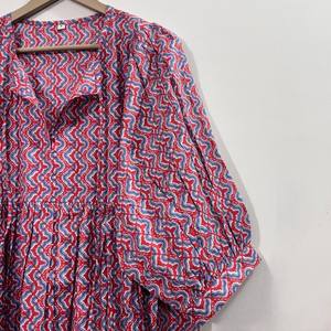 Vestido Casual Midi para Mujer, Tejido 100% Algodón, Liso, Manga Corta, Cintura Imperio, Estilo Babydoll, Cuello en V, Holgado, Funcional - Product Image 2