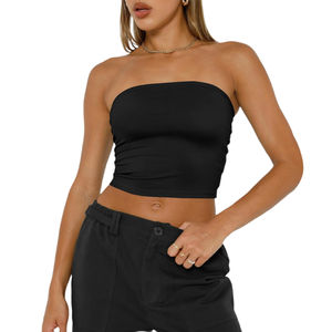 Top Tubo Negro Simple, Bandeau Básico sin Tirantes para Uso Casual, Deportes, Gimnasio, Top Tubo sin Costuras, Ropa Deportiva, Yoga, Ropa Activa - Product Image 6