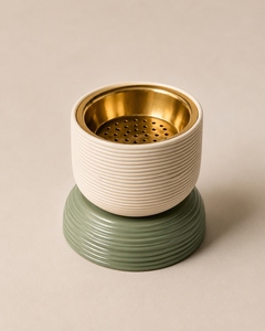 Metal Incense Burner Gold Inner Lid Hand-made Aromatic <b>Diffuser</b> All-Season Use Ribbed Bakhoor Burner Luxury B Indian Exporte - Product Image 2