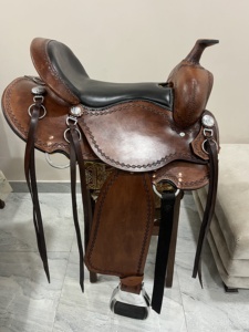Selle de Dressage Western en Cuir Marron Foncé Sculpté à la Main Roper Ranch 14 \ "à 18 \"-Conçu sur Mesure - Product Image 2