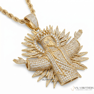 VALA BROTHERS Pendentif Croix Personnalisé Jésus en Moissanite Plaqué Argent/Rhodium/Or, Breloque Religieuse Unisexe Hip Hop - Product Image 4