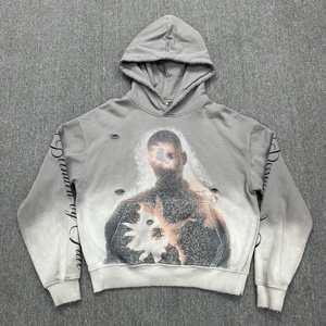 Sudadera con Capucha Extra Grande para Hombre, Estilo Desgastado por el Sol, con Detalles Desgastados y Acabado Vintage Streetwear - Product Image 4