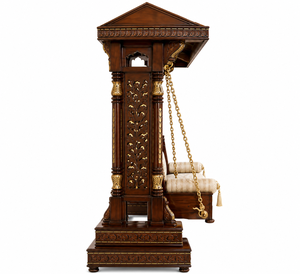 Balançoire en bois sur le thème du Maharaja pour salon, balançoire à baldaquin en teck sculptée à la main, balançoire intérieure traditionnelle en bois, style palais de luxe, Royaume-Uni - Product Image 4