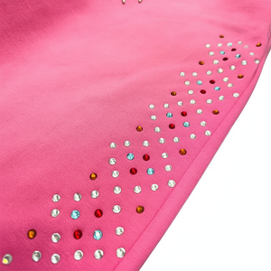 Survêtement rose et noir à capuche pour filles, manches longues, très décoré de strass, style décontracté et streetwear avec poches latérales, style automne - Product Image 4