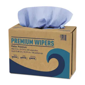 Hydrospun Wipers Spunlace Cellulose Heavy Duty Low Lint Blue Industrial Fold Dry Cleaning Wipes