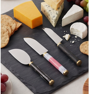 Modern Stainless Steel <b>Cheese</b> <b>Knife</b> <b>Set</b> With Resin Handles Handcrafted And Gold Accents For Dining Use And Tabletop Use - Product Image 6