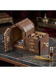 Brûleur d'encens rustique en bois brut, design géométrique, support d'aromathérapie au bois de santal, utilisation toutes saisons, brûleur d'encens Bakhoor - Product Image 2