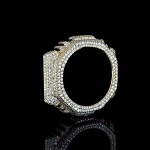 Lunette de montre de luxe en acier inoxydable octogonale, entièrement sertie de cristaux étincelants, cadre de protection personnalisé pour montre Hip Hop pour hommes - Product Image 5