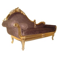 Sofá dorado Love Chair, sofá antiguo Cleopatra, sofá cama de día, sofá cama de madera, chaise lounge, sofá en tela de terciopelo para Hotel y hogar