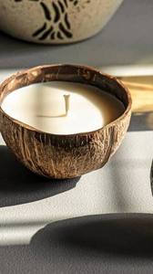 Bougie écologique artisanale en coquille de noix de coco, bougie décorative naturelle, cadeaux pour les détaillants et les grossistes - Product Image 6