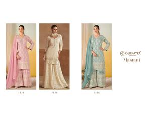 Conjunto de Kurta, Palazzo y Dupatta de Diseño Gulkayra Mastani, Listo para Usar, en Georgette Real con Bordado y Lentejuelas. Comprar al Proveedor. - Product Image 6