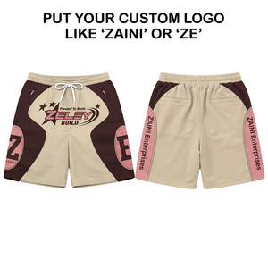 Short coupe-vent premium 160g en polyester/nylon, taille mi-haute, avec cordon de serrage, séchage rapide, marron beige rose, décontracté, sérigraphie - Product Image 1