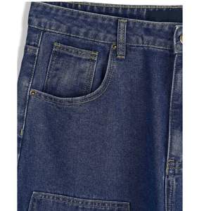 Vaqueros anchos de mezclilla para hombre con bolsillos de parche utilitarios – Jeans azules de corte holgado estilo casual urbano al por mayor personalizados - Product Image 5