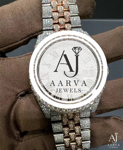 Reloj Mecánico de Dos Tonos con Bisel de Cristal, Estilo Diamante, Correa de Eslabones, Reloj de Pulsera para Hombre - Product Image 5