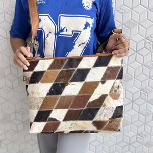 กระเป๋าโท้ทหนังวัวขนสัตว์แบบตะวันตกกระเป๋าหนังมีสไตล์กระเป๋าใส่ผมแบบซ่อนขนกระเป๋าดีไซน์สวยสำหรับผู้หญิงอเนกประสงค์ - Product Image 1