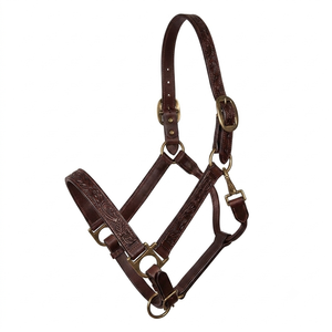 Harnais d'entraînement en cuir pour cheval, style anglais, avec broderie florale artisanale, harnais western en cuir repoussé - Product Image 4