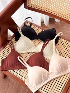 Soutien-gorge sans armatures pour femme Acup, couleur unie, bonnets triangulaires, respirant, 100 % coton biologique, usage quotidien, bretelles réglables, ODM OEM - Product Image 2