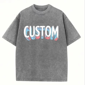 Custom Graphic T-shirt Men's <b>Tshirt</b> Streetwear Oversized Crop Drop Shoulder Heavyweight Vintage Acid Wash t Shirt for Men - Product Image 2