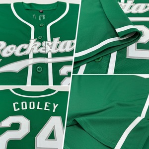Anti-Bacterial Top Quality OMMiZ Custom Logo woMen's Kelly Green White-Gray Authentic St. Patrick's Day <b>Baseball</b> Jersey - Product Image 3