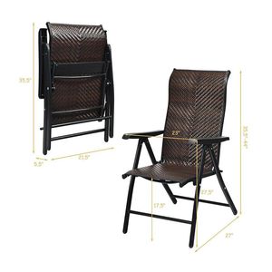 Sedia da Campeggio Pieghevole Portatile con Braccioli, Sedia da Giardino in Rattan - Product Image 4