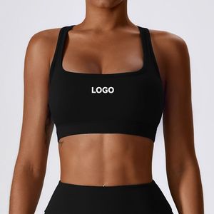 Wholesale Women Sports Bra Square Neck Backless Yoga Gym Fitness Workout Top Custom Logo OEM Manufacturer - Product Image 5