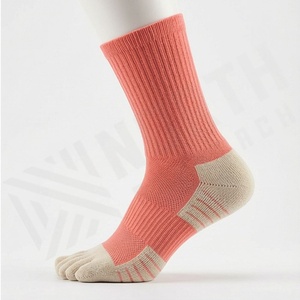 Coral 5 Toe Crew <b>Socks</b> Breathable Cotton Spandex Yoga <b>Socks</b> for Adults Summer Wear - Product Image 3
