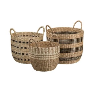 Juego de 3 cestas de mimbre marino para la habitación, cestas de almacenamiento hechas a mano, venta al por mayor, ecológicas, hechas en Vietnam - Product Image 1