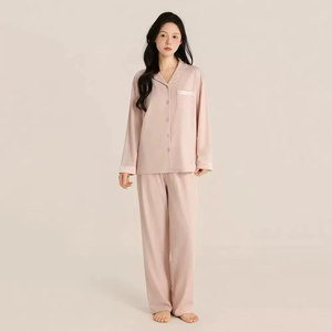 <b>Men</b> Silk <b>Pajama</b> <b>Set</b> Thin Breathable Quick Dry Lapel Sleepwear Spring Autumn Lounge Wear - Product Image 4