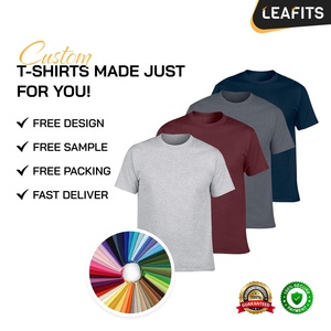 Men's O-Neck Knitted T-<b>Shirt</b> 220g Polyester/Cotton Blend Front Logo Eco-Friendly Quick Dry Customizable Wholesale Blank - Product Image 1