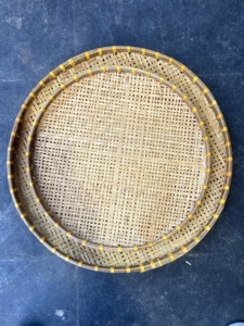 Smoked Natural Bamboo Farmhouse Kitchen Use Handmade Round Smoked Bamboo Sifting Trays for Grains Seeds & Farm Produce - Product Image 5