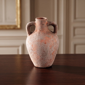 Wabi Sabi Rustic Earthy Orange Handmade <b>Ceramic</b> <b>Vase</b> 2 Handles Primitive Distressed Clay Pottery Urn for Vintage Home Decoration - Product Image 2
