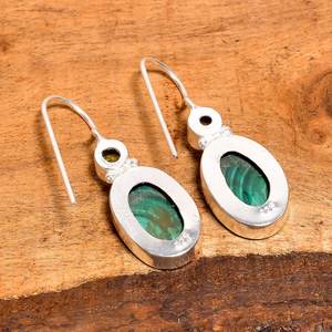 ต่างหูมาลาไคต์และเพอริดอท เงินแท้ ต่างหูแบบห้อย พลอยสีเขียว เครื่องประดับทำมือ สไตล์โบโฮ ของขวัญสำหรับเธอ - Product Image 4