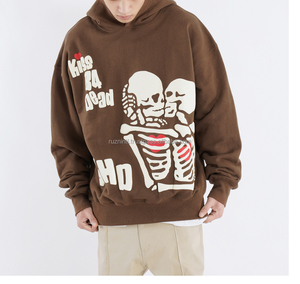 Sweat-shirt à capuche imprimé style streetwear, impression en relief 3D, broderie, coton épais, coupe ample, unisexe, décontracté, hiver - Product Image 3