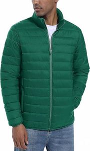 Men's Lightweight <b>Packable</b> Down Coat Waterproof Winter Hooded <b>Jacket</b> with 100% Down Filling Casual Storage Pouch - Product Image 1