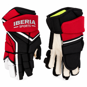 Gants de hockey sur glace IBERIA Premium rouge et noir avec rembourrage protecteur, gants de joueur de hockey, fabrication OEM personnalisée, vente en gros - Product Image 1