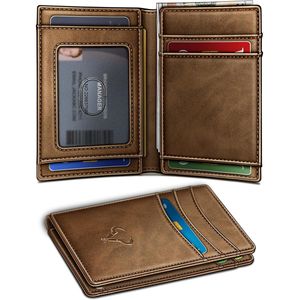 Portafoglio Sottile in Pelle da Uomo con 12 Scomparti per Carte, Chiusura Magnetica Facile, Protezione RFID, Porta Banconote e Fermasoldi, Porta Carte Semplificato - Product Image 1