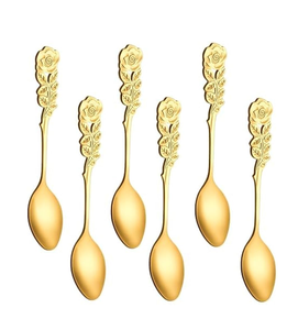 Ensemble de couverts en cuivre plaqué or, design luxueux, cuillères à thé et à dessert miroir, haute qualité, cadeaux, livraison rapide, prix bas - Product Image 1