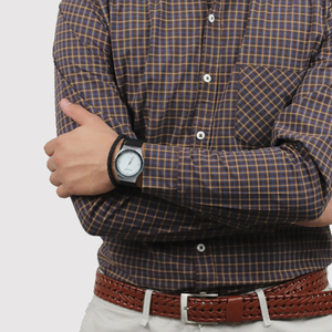 Chemise décontractée à manches longues à carreaux pour homme, 100 % coton, col classique, infroissable, idéale pour l'automne - Product Image 4