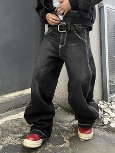 Jeans en denim premium pour homme, écologiques, coupe large, déchirés, décontractés, en coton, de marque - Product Image 4