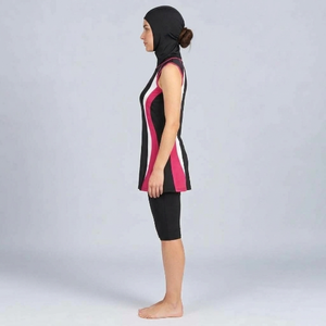 Ensemble Burkini Modeste 2 Pièces Athlétique d'Été Personnalisé pour Femme – Leggings Musulmans Respirants et à Séchage Rapide pour le Fitness - Product Image 2