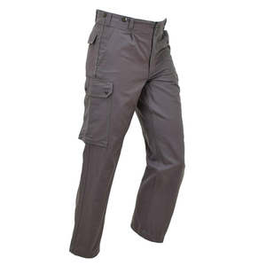 Men's Gray Cargo Pants High Waist Multiple Pockets Workwear Style Canvas Material Button Fly Straight Fit Autumn Wear - Product Image 1