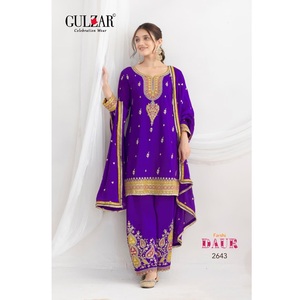 Exquisite Signature <b>Colour</b> Designer Suit <b>Set</b> in Premium Chinon Silk with Seamless Inner & Intricate Sequence and Coding Work - Product Image 1