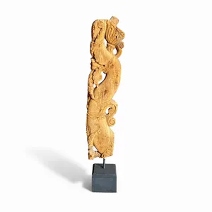 Support en bois sculpté artisanal vintage sur socle en bois, décoration de table pour buffet, console, table basse, salon, chambre à coucher - Product Image 2