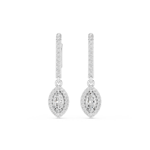 Classic Designer Marquise and Round Cut Lab Grown Diamond 14K Gold IGI Certified <b>Earring</b> <b>Tops</b> for Gift Party & Anniversary - Product Image 5