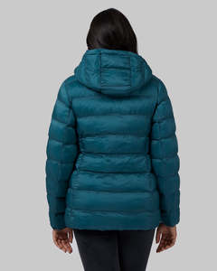 Blouson matelassé unisexe à capuche bleu sarcelle, respirant, coupe-vent, avec fermeture éclair, décontracté, hiver, coupe ajustée, couleur unie, polyester polaire - Product Image 1