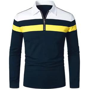 Nueva ropa deportiva informal de alta calidad, polos de manga larga con cremallera completa para hombre, diseño y logotipo personalizados - Product Image 1