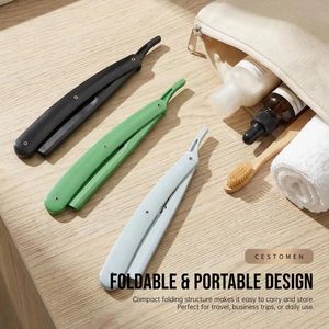 Professional Barber Shavette <b>Razor</b>, Stainless Steel <b>Straight</b> Edge <b>Razor</b>, Replaceable Blade Barber <b>Razor</b> for Hairline, - Product Image 6