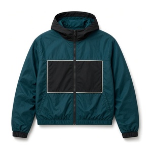 Custom Cream Navy Polyester <b>Half</b> <b>Zip</b> Windbreaker for <b>Men</b> with Contrast Color Blocking and Chest Pocket Detail - Product Image 4