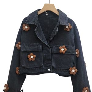 Veste en jean oversize pour femme OEM, style décontracté à boutons, manteau en jean tendance automne, vêtement d'extérieur en coton, logo personnalisé, vente en gros - Product Image 5